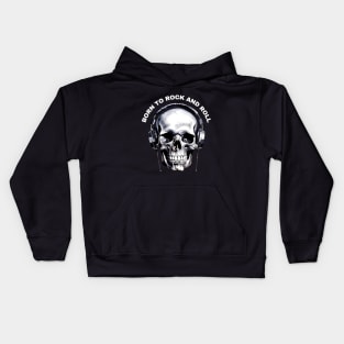 skull born to rock and roll Kids Hoodie